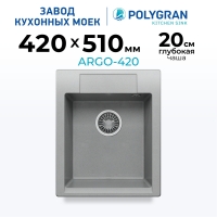 Мойка кухонная POLYGRAN ARGO 420 (серый №14)